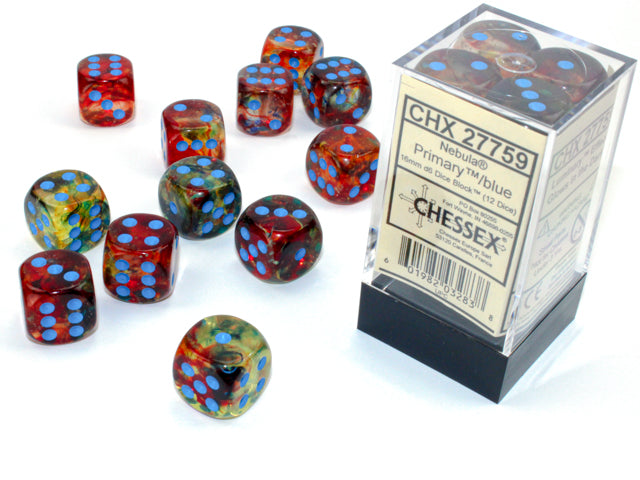 Chessex 16mm D6 Nebula Primary/Blue Dice Block