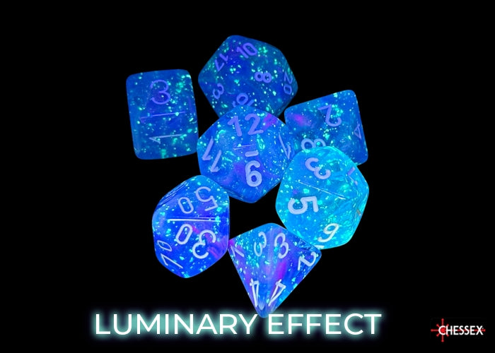 Chessex Nebula Aura/white Luminary Polyhedral 7-Dice Set