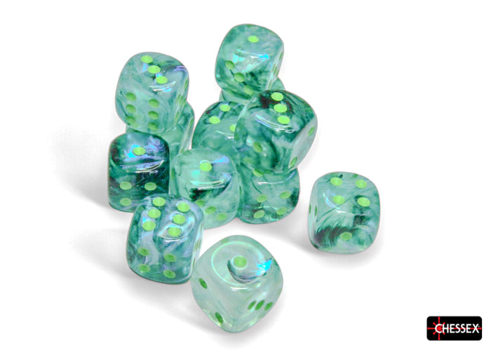 Chessex Borealis Kelp/Light Green Luminary 16mm d6 Dice Block