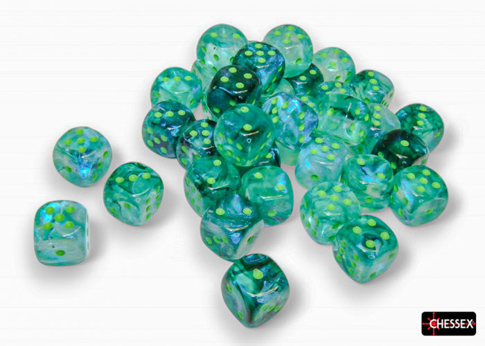 Chessex Borealis Kelp/Light Green Luminary 12mm d6 Dice Block