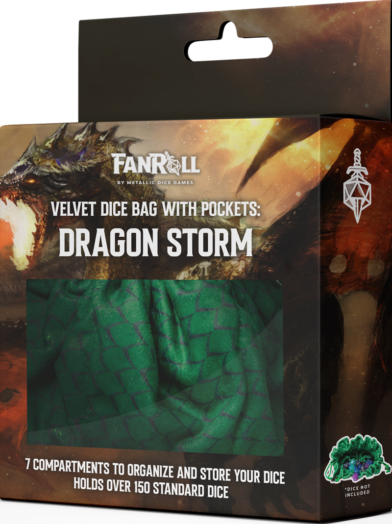 FanRoll Velvet Dice Bag Dragon Storm Green
