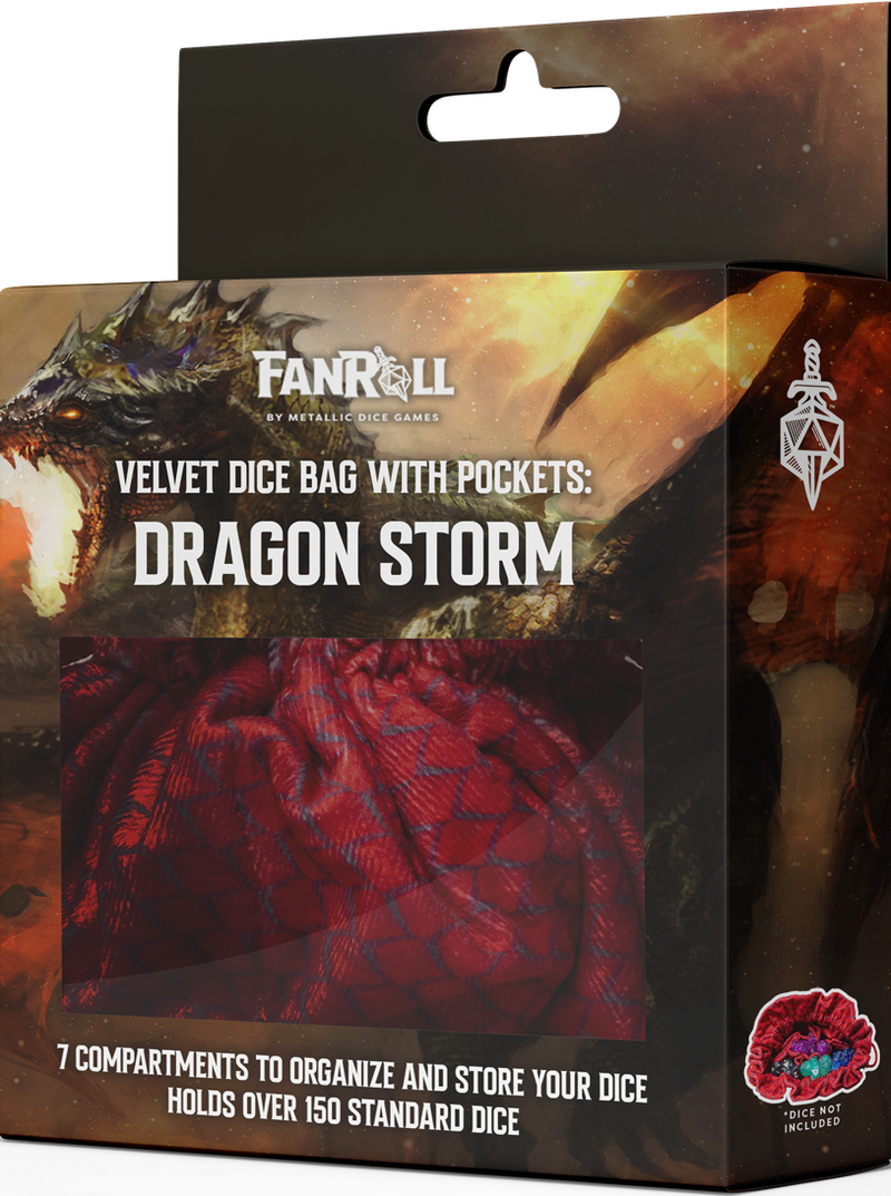 FanRoll Velvet Dice Bag Dragon Storm Red