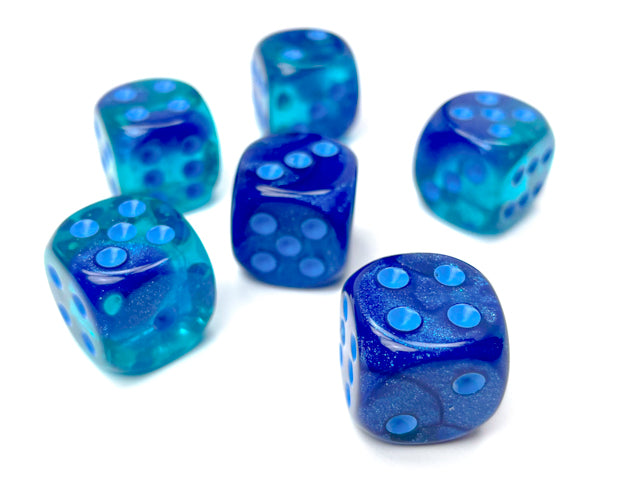 Chessex Gemini 16mm d6 Blue-Blue/light blue Luminary Dice Block