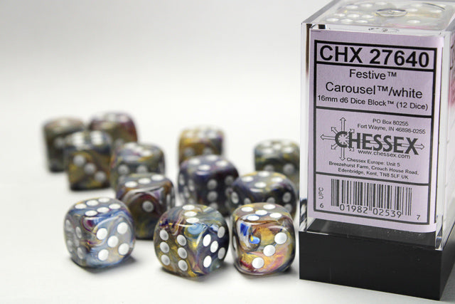 Chessex 16mm D6 Festive Carousel/White