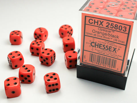 Chessex Opaque Orange/Black 12mm d6 Dice Block