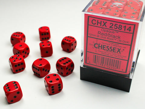 Chessex Opaque Red/Black 12mm d6 Dice Block