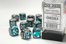 Chessex Gemini Steel-Teal/White 16mm d6 Dice Block
