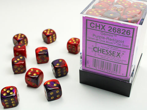 Chessex Gemini Purple-Red/Gold 12mm d6 Dice Block