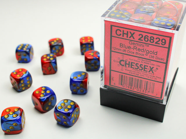 Chessex Gemini Blue-Red/Gold 12mm d6 Dice Block