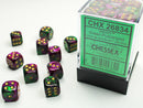 Chessex Gemini Green-Purple/Gold 12mm d6 Dice Block