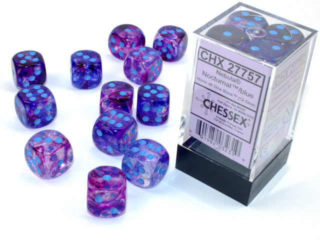 Chessex 16mm D6 Nebula Nocturnal/Blue Dice Block