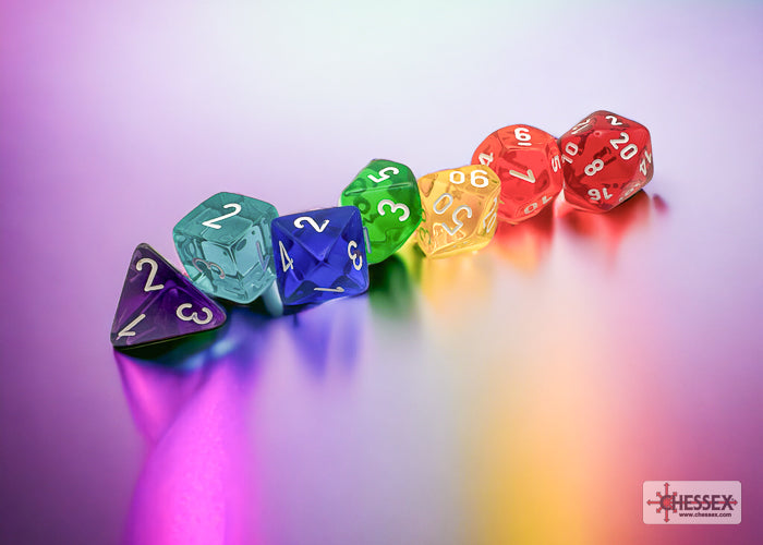 Chessex Prism Translucent GM & Beginner Player Polyhedral 7-Die Set