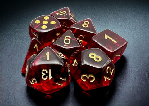 Chessex Lab Dice Translucent Crimson/Gold Polyhedral 7-Die Set