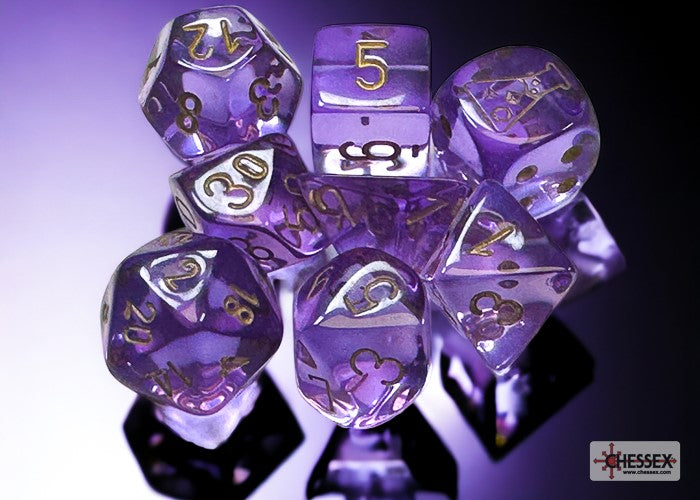 Chessex Lab Dice Translucent Lavender/Gold Polyhedral 7-Die Set