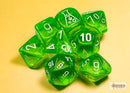 Chessex Lab Dice Translucent Rad Green/White Polyhedral 7-Die Set