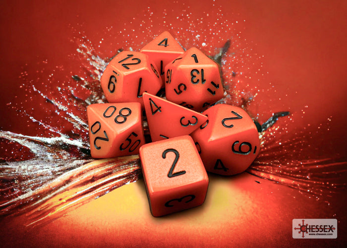 Chessex Opaque Orange/Black Polyhedral 7-Dice Set