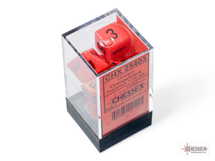 Chessex Opaque Orange/Black Polyhedral 7-Dice Set