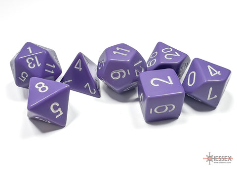 Chessex Opaque Purple/White Polyhedral 7-Dice Set