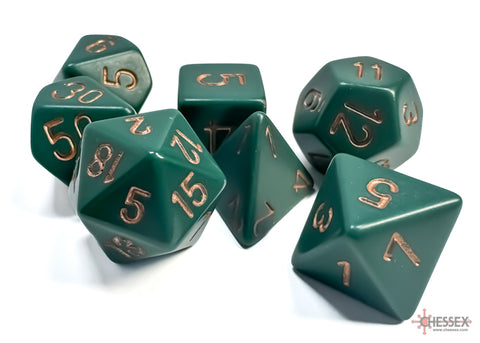 Chessex Opaque Dusty Green/Copper Polyhedral 7-Dice Set