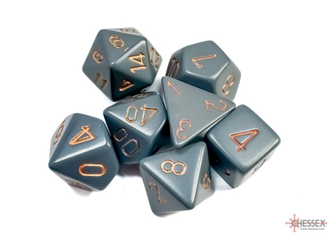 Chessex Opaque Dark Grey/Copper Polyhedral 7-Dice Set