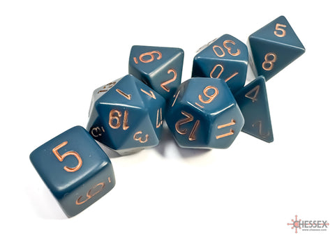 Chessex Opaque Dusty Blue/Copper Polyhedral 7-Dice Set