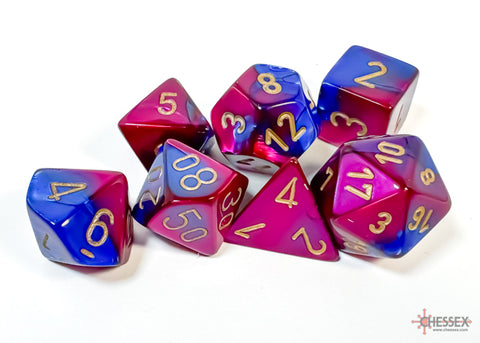 Chessex Gemini Blue-Purple/Gold Polyhedral 7-Dice Set