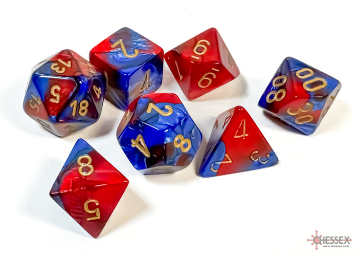 Chessex Gemini Blue-Red/Gold Polyhedral 7-Dice Set