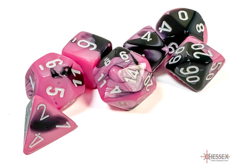 Chessex Gemini Black-Pink/White Polyhedral 7-Dice Set