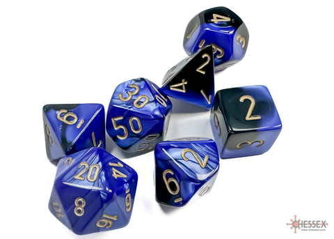 Chessex Gemini Black-Blue/Gold Polyhedral 7-Dice Set