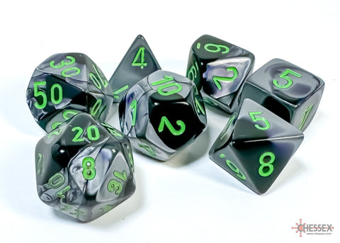 Chessex Gemini Black-Grey/Green Polyhedral 7-Dice Set