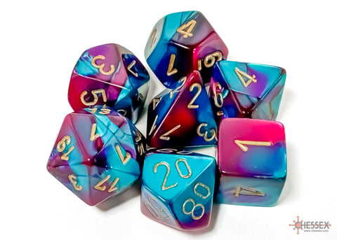 Chessex Gemini Mini Polyhedral Purple Teal/Gold 7-Die Set