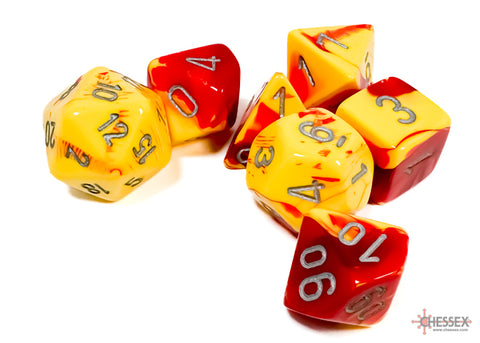 Chessex Gemini Red-Yellow/Silver Polyhedral 7-Dice Set