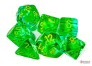 Chessex Gemini Translucent Green-Teal/Yellow Polyhedral 7-Dice Set