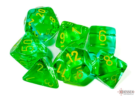 Chessex Gemini Translucent Green-Teal/Yellow Polyhedral 7-Dice Set