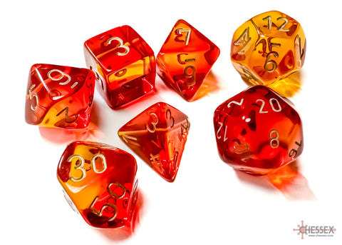 Chessex Gemini Translucent Red-Yellow/Gold Polyhedral 7-Dice Set