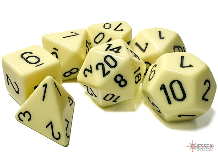 Chessex Opaque Pastel Yellow/Black Polyhedral 7-Dice Set