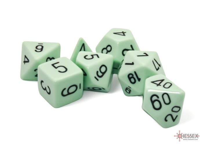 Chessex Opaque Pastel Green/Black Polyhedral 7-Dice Set