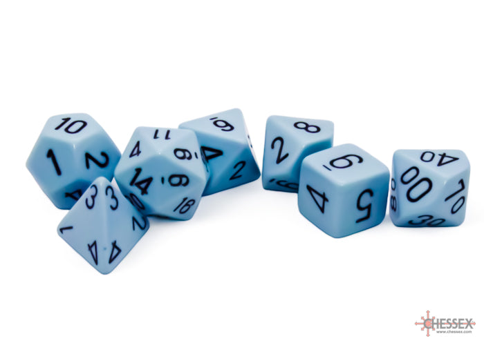 Chessex Opaque Pastel Blue/Black Polyhedral 7-Dice Set