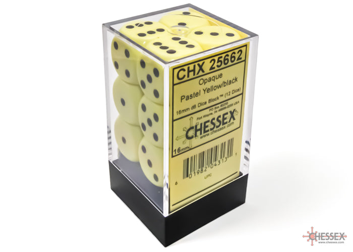 Chessex Opaque Pastel Yellow/Black 16mm d6 Dice Block