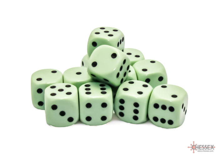 Chessex Opaque Pastel Green/black 16mm d6 Dice Block