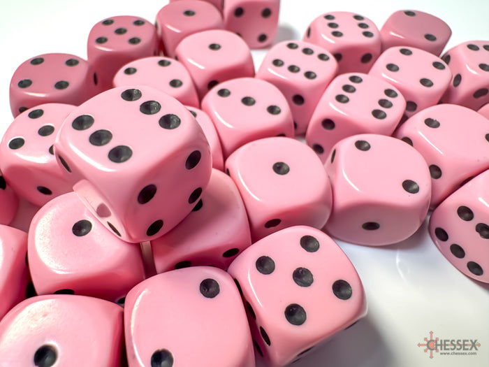 Chessex Opaque Pastel Pink/Black 12mm d6 Dice Block