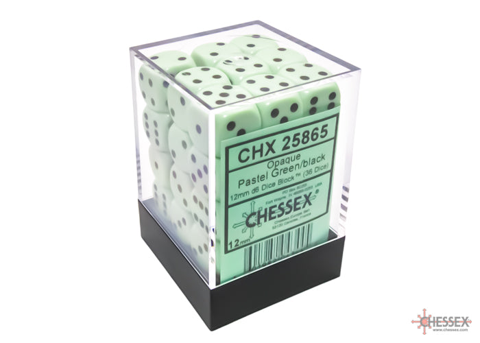 Chessex Opaque Pastel Green/Black 12mm d6 Dice Block