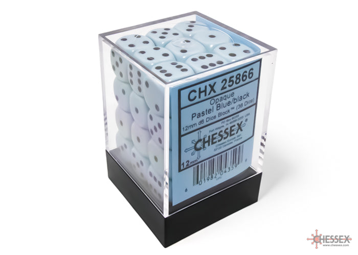 Chessex Opaque Pastel Blue/Black 12mm d6 Dice Block