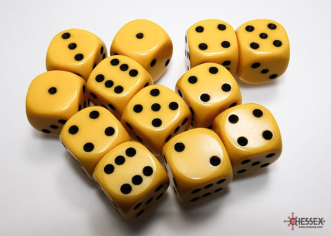 Chessex Opaque Yellow/Black 16mm d6 Dice Block