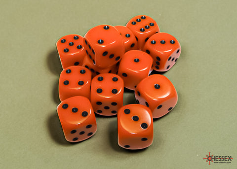 Chessex Opaque Orange/Black 16mm d6 Dice Block