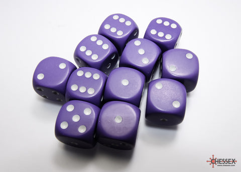Chessex Opaque Purple/White 16mm d6 Dice Block
