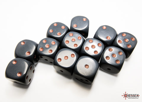 Chessex Opaque Dark Grey/Copper 16mm d6 Dice Block
