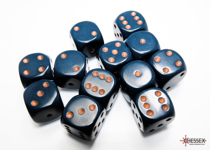 Chessex Opaque Dusty Blue/Copper 16mm d6 Dice Block