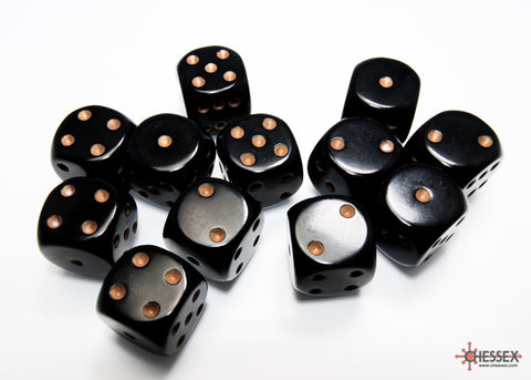 Chessex Opaque Black/Gold 16mm d6 Dice Block