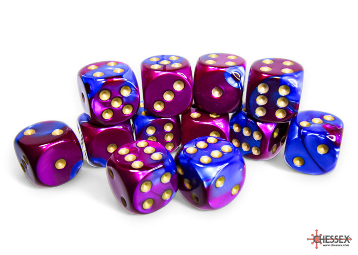 Chessex  Gemini Blue-Purple/Gold 16mm d6 Dice Block